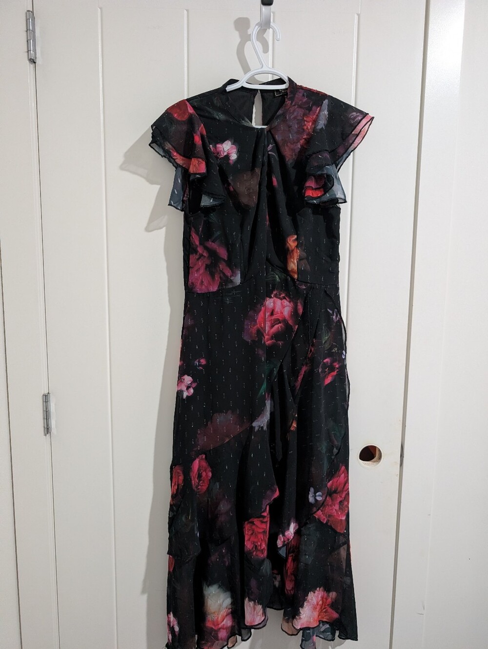 Maxi Dress with Red Floral Design - Picture 3 of 6